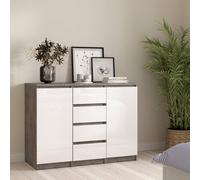 Furniture To Go Naia Sideboard 4 Drawers 2 Doors in Concrete and White High Gloss - Grey - 120.8 - 1