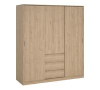 Furniture To Go Naia Wardrobe with 2 sliding doors + 1 door + 3 drawers in Oak structure Jackson Hickory - Brown - Malemine - 1