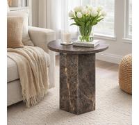 Furniture To Go Naxos Round Side Table In Marron Marble