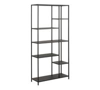 Furniture To Go Newcastle Asymmetrical Bookcase With 6 Shelves In Matt Black