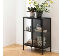 Furniture To Go Newcastle Low 2 Door Display Cabinet in Matt Black - 1 - Full Assembly Required - Black