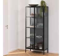 Furniture To Go Newcastle Tall 2 Door Display Cabinet in Matt Black - 1 - Full Assembly Required - Black