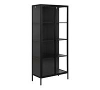 Newcastle Tall 2 Door Display Cabinet in Matt Black, none