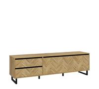 Nikomedes TV Unit in Spica Oak/Matt Black/Bartex Oak, none