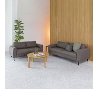 Furniture To Go Omaha 2 + 3 Seater Sofa Set In Basel Light Grey Brown Fabric