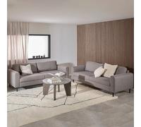 Furniture To Go Omaha Set Of 2 X 3 Seater Sofas In Basel Light Grey Brown Fabric