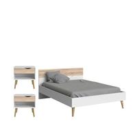 Furniture To Go Oslo 3 Piece Bedroom Set, Dbl Bed White & Oak