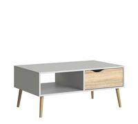 Furniture To Go Oslo Coffee Table 1 Drawer 1 Shelf in White and Oak - White and Oak Effect - White - 60.2