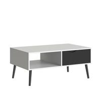 Furniture To Go Oslo Coffee Table 1 Drawer 1 Shelf In White And Black Matt, White