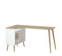 Furniture To Go Oslo Desk 2 Drawers In White And Oak Effect, White
