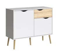 Florence 2 Door Single Drawer White and Oak Sideboard - Size: 39.1 x 98.7 x 81.7cm - Furniture to Go - Wilko