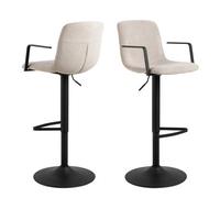Flynn Bar Stool In Light Grey Fabric Cushioned Seat And Metal Legs x 2 Barstools