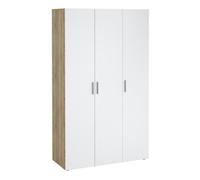 Furniture To Go Pepe Wardrobe with 3 doors in Oak with White High Gloss - White - Malemine - 1