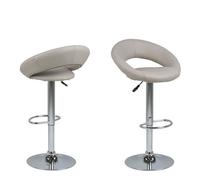 Plump Light Grey Swivel Bar Stool with Open Back, Light Grey