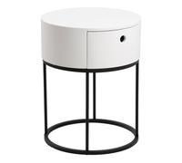 Polo Round Bedside Table in White and Black, none