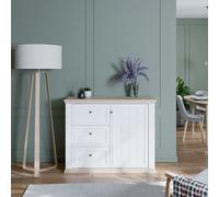 Furniture To Go Pontypool 3 Drawer And 1 Door Sideboard In White And Riva Oak