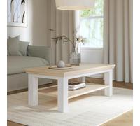 Furniture To Go Pontypool Large Rectangular Coffee Table with Shelf in White and Riva Oak - 43.4 x 116 x 60 cm - 1 - Wood