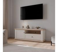 Furniture To Go Pontypool Tv Unit With Drawer And Open Shelf In White And Riva Oak