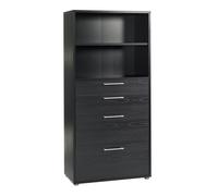 Furniture To Go Prima Bookcase 1 Shelf With 2 Drawers 2 File Drawers In Black Woodgrain - Black woodgrain - Wood - 1