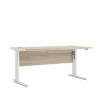Furniture To Go Prima Desk 150 Cm In Oak With Height Adjustable Legs With Electric Control In White