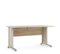 Furniture To Go Prima Desk 150 Cm In Oak Effect With Silver Grey Steel Legs, Silver