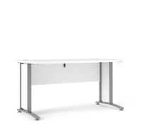 Furniture To Go Prima Desk 150 Cm In White With Silver Grey Steel Legs
