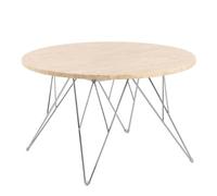 Furniture To Go Prunus Round Coffee Table in Matt Beige and Chrome Steel Base 80x46.4cm - beige,black - Brown - 80