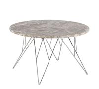 Furniture To Go Prunus Round Coffee Table with Grey-Brown Marble Top - 1 - Base Steel Chrome - Grey