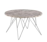 Prunus Round Coffee Table with Grey-Brown Marble Top, none