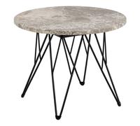 Furniture To Go Prunus Round Side Table In Grey Marble And Black Coated Steel Base 55X41.4Cm
