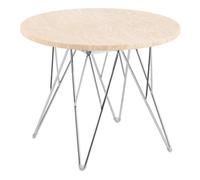 Furniture To Go Prunus Round Side Table In Matt Beige And Chrome Steel Base 55X41.4Cm