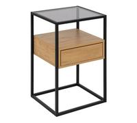 Furniture To Go Randolf Square Bedside Table With 1 Drawer In Black And Oak