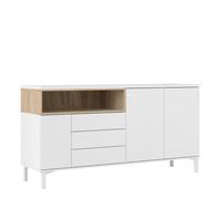 Florence Roomers 3 Door 3 Drawer Single Shelf White and Oak Sideboard - Furniture To Go - Wilko
