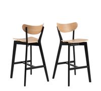 Indoor Furniture Group Furniture To Go Roxby Bar Stool, Black And Oak Set Of 2, Black