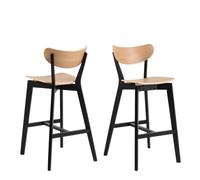 Furniture To Go Roxby Bar Stool, Black & Oak Set of 2 Furniture To Go Black