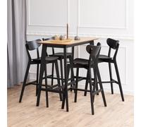 Furniture To Go Roxby Bar Table In Black & Oak Included 4 Roxby Bar Stool In Black