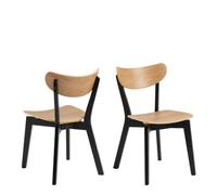 Roxby Dining Chairs in Black and Oak Set of 2, none