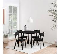 Furniture To Go Roxby Round Dining Table in Black 105x76cm Included 4 Roxby Dining Chairs in Black - Black - No - Black