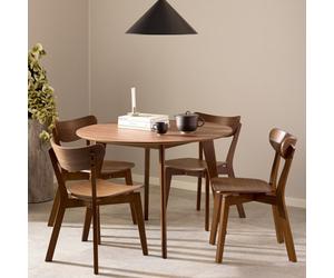Furniture To Go Roxby Round Dining Table In Walnut 120X76Cm Included 4 Roxby Dining Chairs In Walnut