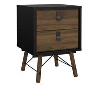 Furniture To Go Ry Bedside cabinet 2 drawer in Matt Black Walnut - Black - Manufactured wood - 1