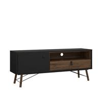 Florence Ry Single Door Single Drawer Single Shelf Matt Black and Walnut TV Unit - Furniture To Go - Wilko