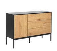 Furniture To Go Seaford 1 Door 3 Drawer Small Sideboard In Black & Oak