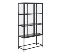 Seaford 2 Glass Door Display Cabinet in Black, none