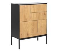 Seaford 3 Door 2 Drawer Sideboard in Black & Oak