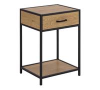 Seaford Bedside Table with 1 Drawer in Black & Oak, none