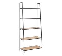 Furniture To Go Seaford Black Metal Ladder Bookcase With 5 Oak Shelves