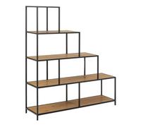 Furniture To Go Seaford Bookcase with 4 Shelves in Black and Oak - 1 - Black and Natural - Wood