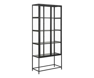 Furniture To Go Seaford Tall Black Metal 2 Door Display Cabinet - 1 - Full Assembly Required - Black