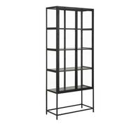 Indoor Furniture Group Furniture To Go Seaford Tall Black Metal 2 Door Display Cabinet, Black