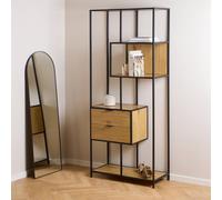 Furniture To Go Seaford Tall Wild Oak Metal 2 Drawer Bookcase With 4 Shelves